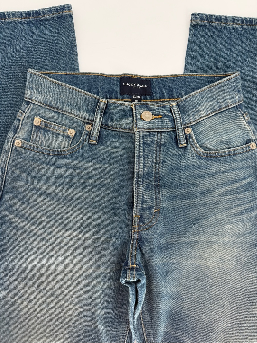 Lucky Brand Drew Mom High Rise Taper Jeans Medium Button Fly Women's - 00/24A - Picture 4 of 12